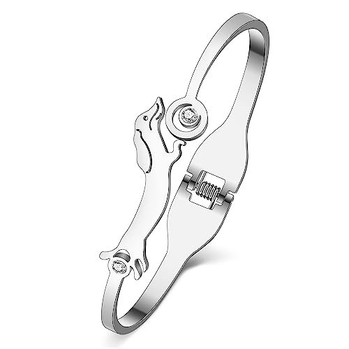 DUOWEI Dachshund Dog Jewelry Gifts for Women Cute Dachshund Bracelet Cuff Bangle 18k Real Gold Plated Stainless Steel Dachshunds Charms for Dog Mom