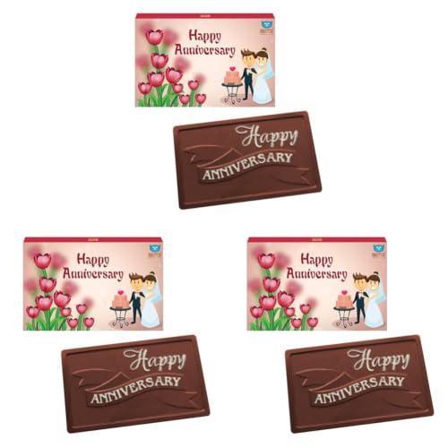 Image of BOGATCHI Happy Anniversary Dark Chocolate Box, Greetings, Dark Chocolates, Love Chocolates, Premium Chocolates, 70 g (Pack of 3)
