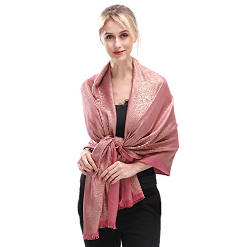 Image of LMVERNA Women's Sparkling Metallic Soft Pashmina Shawls and Wraps Scarf in Solid Colors