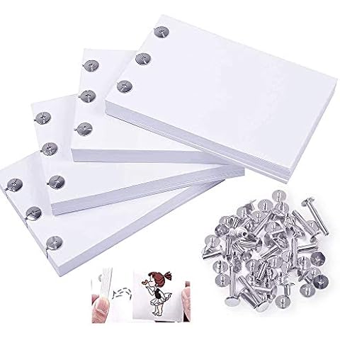 Larcenciel Blank Flipbook Drawing Paper for Light Pad, 400 Sheet(800 Page) Sketch Paper with Holes for Animation, Sketching, and Cartoon Creation, with 15 Screws in 4 Size, Pre-Drilled, No-Bleed Cover
