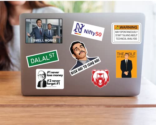 Image of Pack of 50 Stock Market Vinyl Stickers for Laptop, Journal, Diary, Mobile Case - Waterproof Sticker for Stock Trader, Stock Investor, Share Market Lovers.