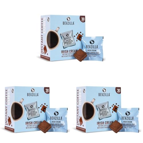 Image of Bevzilla 30 Irish Cream Flavor Instant Coffee Cubes | Made with Date Palm Jaggery & Arabica Beans | No Refined Sugar | No Preservatives | Coffee Premix with Real Ingredients| Enjoy Hot & Cold