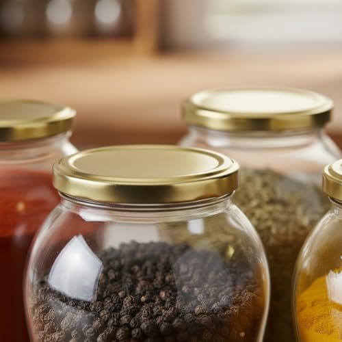 Image of ginoya brothers 1 Liter Matka Shape Glass Jar and Glass Container for Kitchen with Air Tight Lid-Pack Of 6, Clear