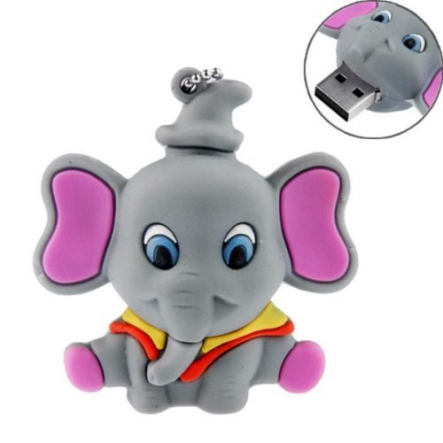 8GB USB Flash Drive Cartoon Elephant Shaped 8G Memory Stick USB 2.0 U Disk - Grey