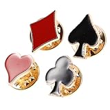 VILLCASE Broschen Spielkarten 4 Stück Zinklegierung Anstecknadeln mit Poker Motiven Dekorative Pins für Anzug Party und Kartenspielrunden