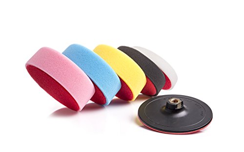 Glass Polish pulir Espuma Pads, 15,2 cm (150 mm) con Velcro Plato de Apoyo (pulir, Auto, Esponja aplicador Juego Almohadillas