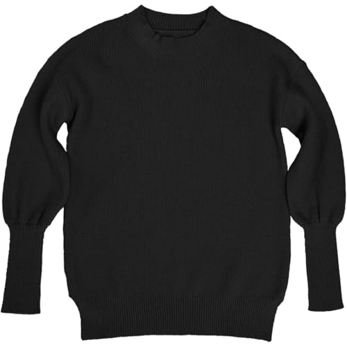 Girl's Lazy Style Loose Sweater with Round Neck and Shoulder Drop Design, Soft Knit, Versatile for Daily Commuting