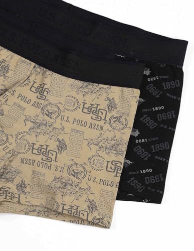 Image of U.S. Polo ASSN. Mens OET16 Cotton Stretch Brand Printed Underwear Trunks - Pack of 2