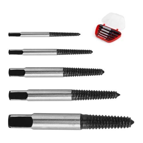 Extracteur de Vis, 5 Pièces Kit Extracteur de Vis Cassée, Tourne a Gauche Extracteur de Boulon, Traitement de trempe, Extracteur Vis pour Vis et Tuyaux...