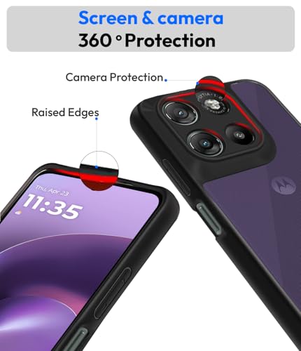 Image of KAPAVER Essential Back Cover Case Compatible with Moto G57 Power - Black (PC+TPU) (Moto G57 Power - Black)