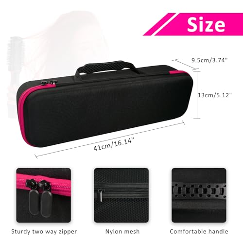 Image of Hard Carrying Case for Revlon Hair Dryer Brush Original 1.0 /Plus 2.0,Portable Travel Storage Bag Compatibility with All Brand Hot Tools Volumizer Hot Air Brush (Rose Red)