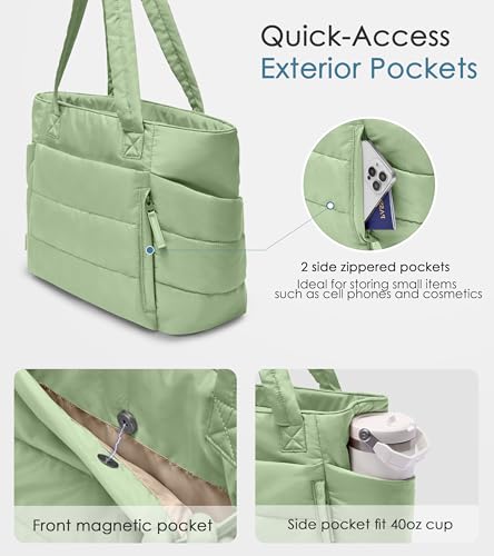 30% Off Quilted Puffer Tote Bag for Women with Zipper