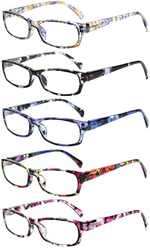 5 Pack Computer Reading Glasses Men and Women Anti Eyestrain Blue Light Blocking Glasses for Reading (5 mix-2, 2.50, multiplier_x)
