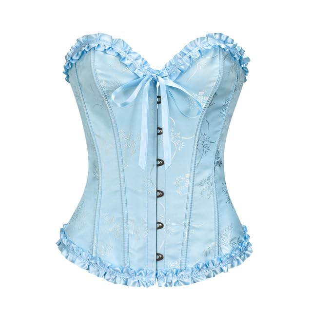Corset à lacets vintage Moonight en satin bleu parfait pour vos soirées habillées
