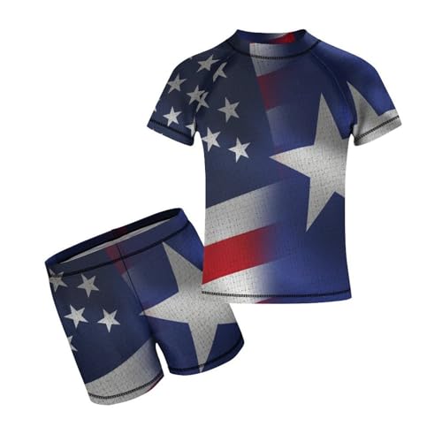 USA and Puerto Rico FlagsChildren's Casual Swimsuit Set - Simple and Versatile7-9Y（120cm）