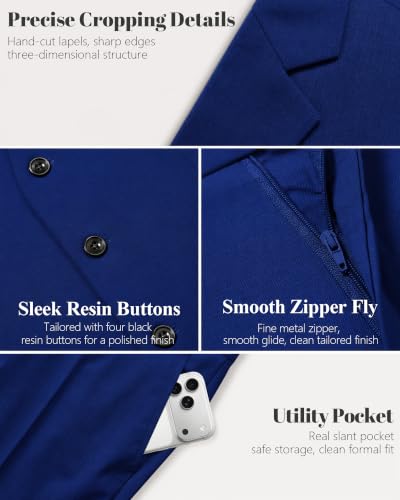 Image of MY'S Men's 3 Piece Suit Set with Tie, One Button Slim Fit Solid Jacket Vest Pants, Prom Party Wedding Business Suits for Men