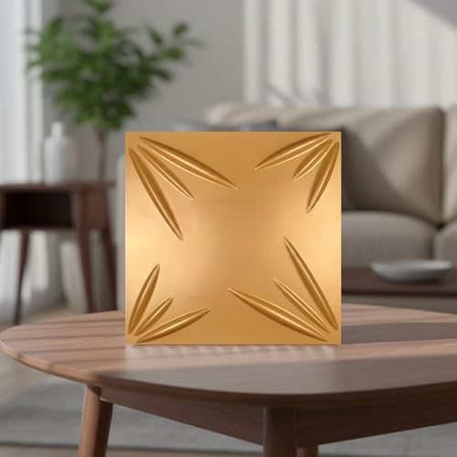 Image of Kayra Decor 3D Wall Panels Designer - Yellow Color | 19.7 inch x 19.7 inch (Pack of 18) - Covers 48.42 Sq. Ft | Premium Home & Office Wall Decoration