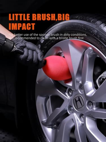 Image of Wheel Rims Polisher, SPTA Polishing Ball, Polishing Cone, Metal Wheel Polishing Tool, Ball Buster Wheel and Rim Polisher System Attaches to Standard Household Drill