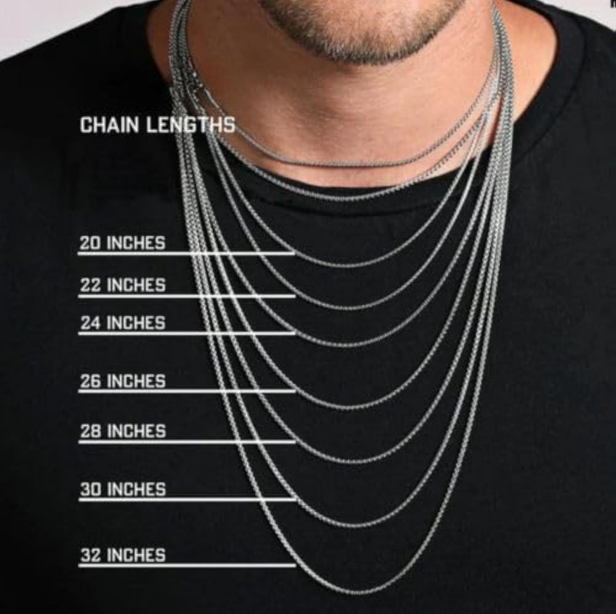 Men's Stainless Steel Valentine Long Chain Necklace