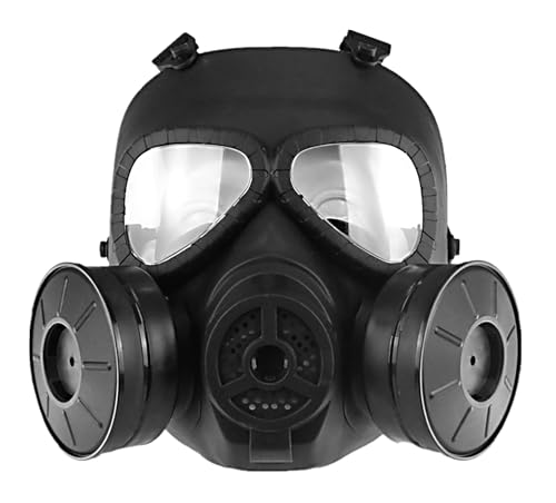 HaoYK, maschera M04, anti appannamento, antigas, con doppia ventola. Attrezzatura protettiva per softair e paintball, Black
