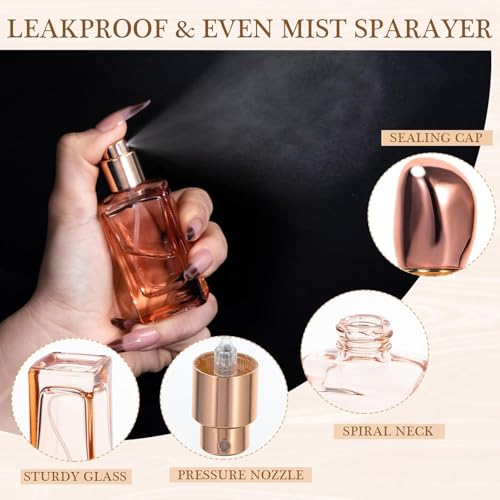 Yebeauty 3pcs 30ml Refillable Perfume Bottles, Glass Perfume Bottles Empty Atomizer Mist Spray Bottle for Perfume Cologne Dispenser, Clear Pink Amber3