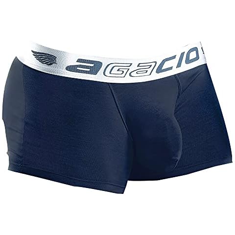 Agacio Sexy Boxers for Men, Full Coverage Mens Underwear w/Support Pouch, Trunk Boxer Briefs w/Comfortable Wide Waistband Navy Cover