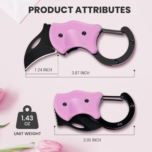 Image of coldown 3 Pack Pink Pocket Knife Gifts for Women Men Adults | Cute Folding Knives Gadgets with 1.34in Stainless Steel Blade, Box Cutter, Gift Idea for Mom Wife Girlfriend