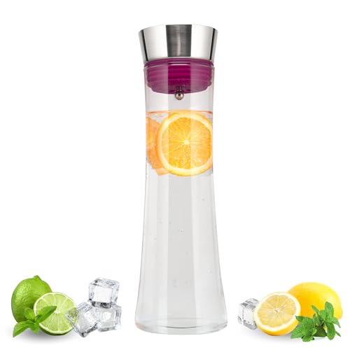 bremermann Glaskaraffe Carola mit Silikonfuß - zerlegbarer Deckel - 1 Liter (Fuchsia)