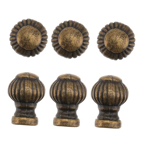 SOPOTUTU 6個 アンティーク調ブロンズシングルホール家具引き出し取っ手 丸形花柄装飾プルノブ キッチンキャビネットや家具用頑丈亜合製