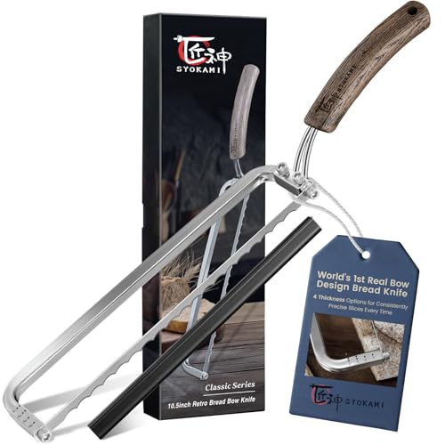 Comparison: Best Bread Slicer For Sourdough 6 SYOKAMI 2025 Upgrade Bread Knife for Homemade Bread, World's 1st Real Bow-Design Sourdough Bread Slicer, Razor-Sharp Cutter for Crusty Sourdough & Baguette, 4 Thickness Scale Marks, Ideal for Gift