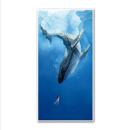 Tableau moderne de baleine bleue suspendu pour décoration de bureau - 2
