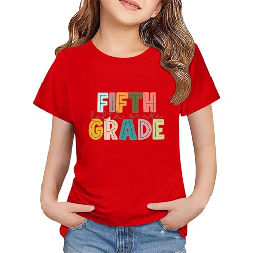 Kids Number Prints Summer Top Tee T-Shirt Boys Girls Cowl Neck Short Sleeve Tops The First Day of School T-Shirts