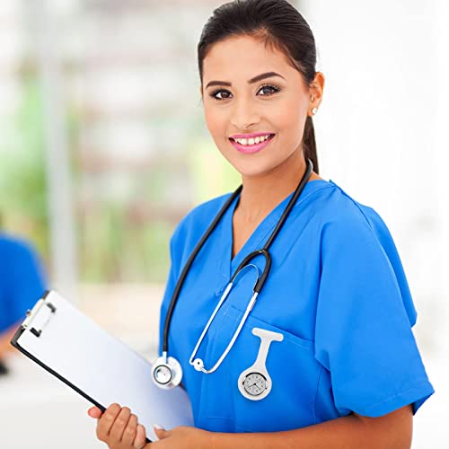 Tersely Nurse Watch Brooch Fob Watches, Silicone Doctor Brooch Lapel Pin Clip on Hanging Pocket Watch for Men Women