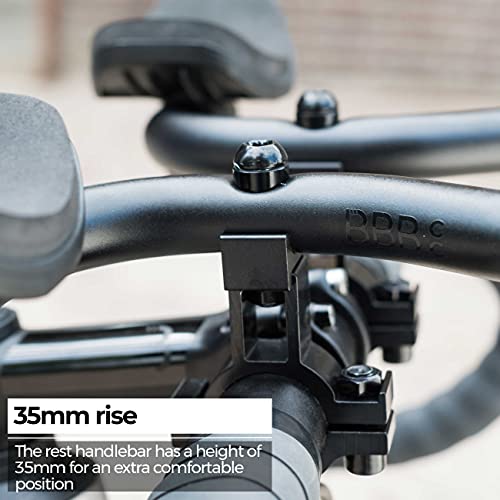 BBB Cycling Aero Bars Aluminium Tri Bars Arm Rest for Road Bike Two-Piece Handlebar AeroComfort BHB-59, Black, 35mm Height