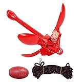 Vbestlife Marine-Ankerbojen-Kit, Komplettes Grapnel-Anker-Kit Roter Kunststoff-Spray-Kohlenstoffstahl-Grapnel mit Boje und Seil für Kanus, Kleine Boote, Kajaks, Paddelbretter