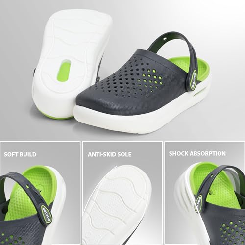Image of Men Platform Clogs with Adjustable Back Strap | Lightweight EVA Cushioned Sole | Breathable Anti-Slip Everyday Wear Footwear for Indoor & Outdoor Use