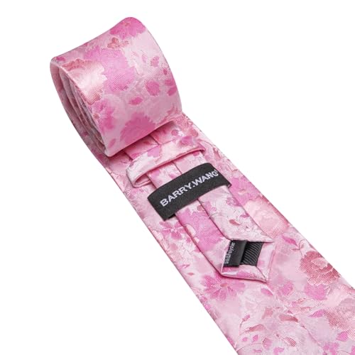 Image of Barry.Wang Flower Ties for Men Handkerchief Cufflinks Set Wedding Necktie Set Party