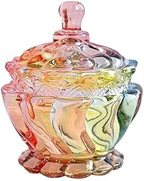 Royal Embossed Clear Glass Apothecary Jar with Lids, Glass Biscuit Jar Candy Jar Containers Wedding Candy Buffet Jars Crystal Jewelry Box Food Jar-7oz Wave