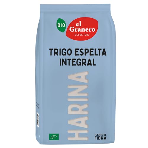 El Granero Integral - Harina Ecológica de Trigo Espelta Integral de 1 kg - Sin Azúcar Añadido - Alto Contenido en Carbohidratos y Fitonutrientes - Indicada para Elaborar Galletas o Pan