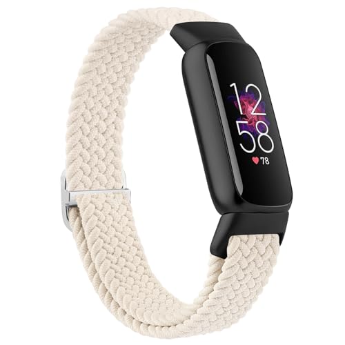 Fitbit Luxe�o���h/���f�B�[�X/�����Y�p�S���o���h�B�\�t�g�Œ��߉\�ȐL�k���̂��郋�[�v�����p�X�g���b�v�BFitbit Luxe Fitness and Wellness Tracker(�X�^�[���C�g)�p�B