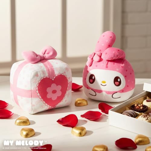 Image of TeeTurtle Reversible Sanrio My Melody Plushie 4-Inch Present Two-Sided Flip Plush Toy with Embroidered Details - Cute Mini Collectible Plush for Kids, Teens, and Adults