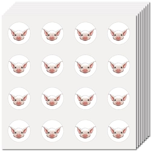 CREATCABIN 128 petit Autocollant Cochon Rose en Plastique Imperméable Rond pour Bouteilles D'Eau,Planificateur,Bricolage,Travaux Manuels,Ordinateur...