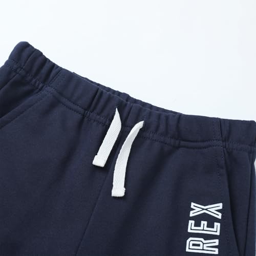 Image of HILEELANG Toddler Boy Summer Short Clothes Sets Cotton Crewneck Tees Shorts Pocket Adjustable Knite Shorts Playwear Sets