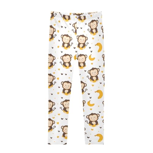 senya Girls Printed Leggings Yoga Pants Monkey Banana Pattern for Kids in 4t to 10 Years, 4T
