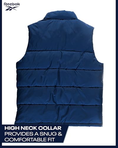 Image of Reebok Mens Puffer Vest - Full Zip Midweight Thick Insulated Sleeveless Jacket for Men - Outdoor Quilted Puffer Winter Vest