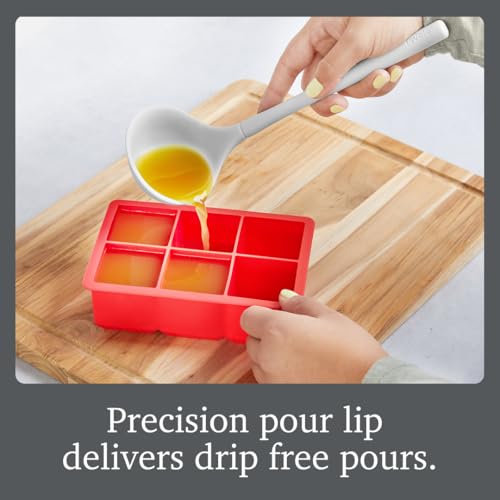 Image of Tovolo Flex Core Small Silicone Ladle Oyster Gray Heat Safe Silicone Soup Ladle BPA Free, Dishwasher Safe Small Kitchen Ladle with Precision Pour Lip for Serving Sauces Soups Gravies