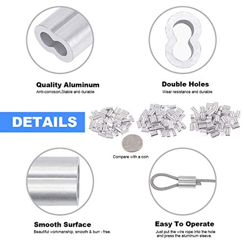 Glarks Drahtseil-Crimpzange bis zu 2,2 mm, Drahtseilwickler, Crimpzange zum Angeln, Crimpzange mit 180 Stück 1,2/1,5/2 mm Aluminium-Doppelzylinderhülsen-Set