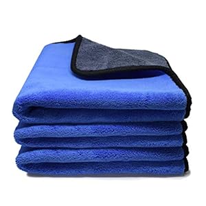 Kemes Mikrofasertücher Auto 3 Stück 500 GSM Poliertuch Lackpflege – extrem saugstark und schonend weich für die Pflege von Auto und Motorrad Trocknen, Polieren – 30 x 30 cm (3PCS) Blau