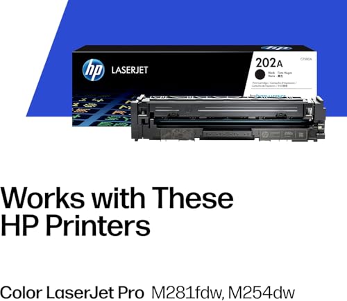 Image of HP 202A Black Toner Cartridge Printers | Works with Color LaserJet Pro M254; Color LaserJet Pro MFP M281 Series | CF500A (Pack of 2)