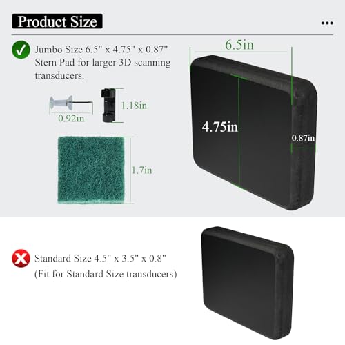 Image of Standard Size 4.5 inchx3.5 inchx0.75 inch Pad, Screwless Transducer Mounting Plate Kit | Marine-Grade Transducer Mounting Board Hardware Kit(NOT for Large 3D Scan Transducers),w /Cleaning Wipes, Scouring Pad & Clips